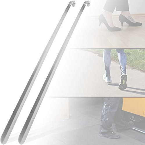 XXL Schuhlöffel 2er SET 78,5 cm Schuhanzieher extra lang und stabil aus Edelstahl Metall