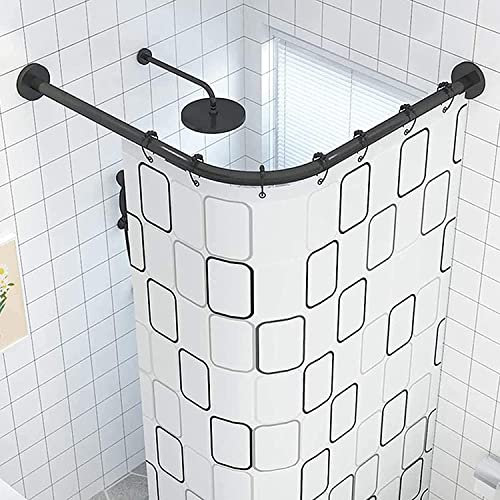 WJQD Tringle à Rideau de Douche L,Courbé Barre sans Perçage INOX Montage Mural d'angle,pour Les Douches et magasins Vêtements(Size:70 to 95cm x 70 95cm)