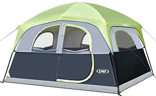 UNP Tenda familiare per 5-6 persone, impermeabile, antivento, con altezza in piedi, facile da montare, tenda familiare a doppia parete con finestre in rete, 300 x 270 x 204 cm