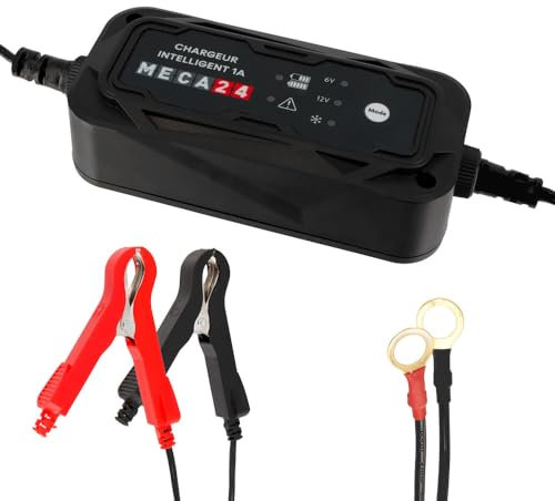 Chargeur de Batterie Moto - Quad - Tracteur - Tondeuse - Maintien de Charge 6V/12V - Cordon et Pince fourni - Automatique