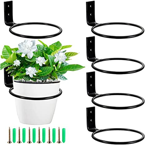 3 x Blumentopfhalter, Pflanzen-Blumentopf, Wandmontage, Ringhalter, Garten, Hängekorb, Halterung, Pflanzenring, Regale für Zuhause, Garten, Zaun, Dekoration
