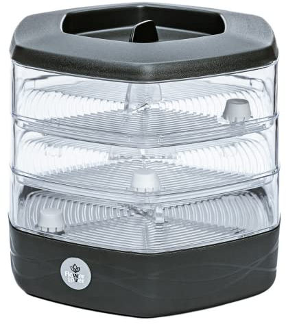 Germogliatore per Semi Alimentari con 3 livelli ø17 cm - Germinatore per Semi, Germogli, Microgreens - Germogliatore per Semi in Plastica, Antracite