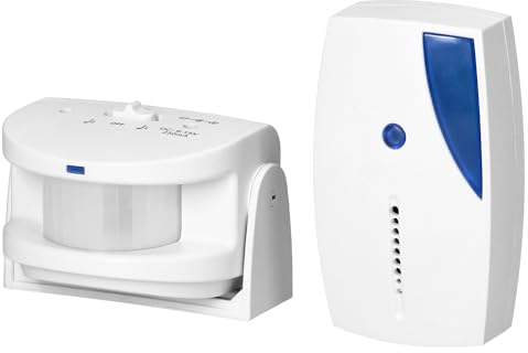 Miratic Carillon de Passage Magasin avec Réglage du Volume Detecteur de Mouvement à Angle de Vision 100° Alarme Porte avec Sonneries 36 Système d'accueil sans Fil