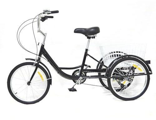 Adult Tricycle Cruise Three Wheel Bike mit Einkaufskorb 3-Wheel Trike Fahrrad Dreirad Erwachsene Lampe Aluminium BasketsWarenkorb Senioren Mit Korb Einkaufen Tragbares 8-Speed 20/24 Zoll (24 Zoll)