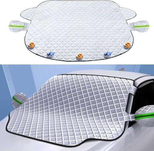 Frontscheibenabdeckung Winter, Windschutzscheibenabdeckung, Hochleistungs-Ultra-Dick Schutzabdeckung Schnee EIS Frost Staub Wasserbeständig UV,Flexible Größe für SUV LKW Auto Groß Oder Klein