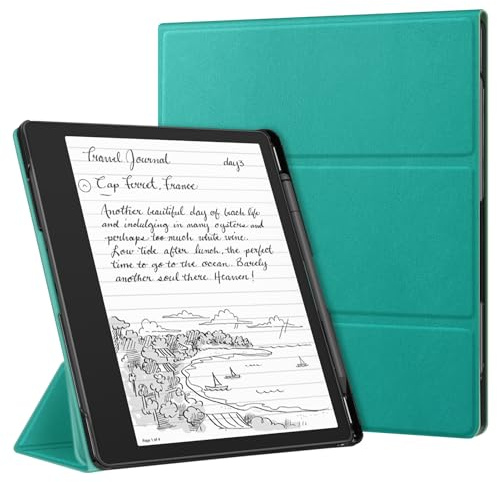 FINTIE Stand Custodia per Kindle Scribe 10,2 Pollici (Modello 2024/2022) | con Portapenna - Sottile Leggero Cover Protettiva Custodia con Auto Sveglia/Sonno per Kindle Scribe 2024, Jadeverde