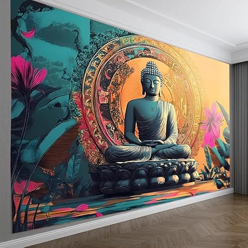 FENDROM Meditation Tapestry Gloden Buddha Zen Happiness Wall Hanging Large Tapestries Psychedelic Wall Art Decorations Bedroom Living Room Dorm