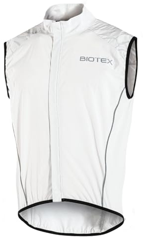 BIOTEX Gilet Antivento Ingamba Unisex per Ciclismo e Running, Smanicato Leggero e Traspirante con Tasca Posteriore, Bianco, M