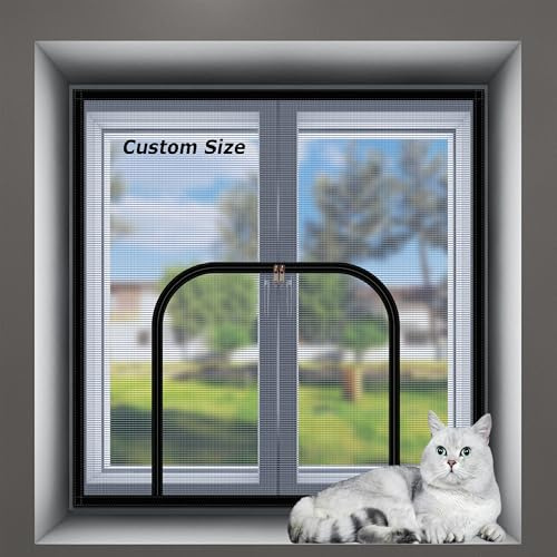XXIUDEE Window Protection for Cats, Custom Size Anti Mosquito Insect Bugs Fly Screen Window Mesh Nets, Self-Adhesive Cat Protection Nets Cat Safety Screen Mesh