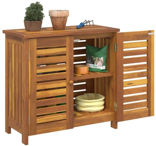 vidaXL Mobiletto da Giardino con lo scaffale Naturale 75 x 35 x 70cm, Ripostiglio da Giardino e Terrazza, Mobile Esterno Rettangolare, Arredamento in Acacia, Organizzatore Strumenti, Design Efficiente