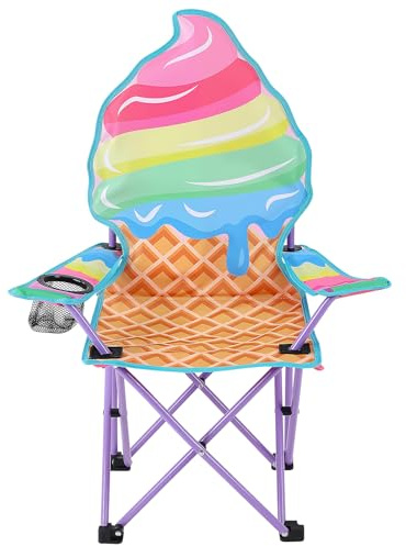 Halinuia Silla de Camping Infantil, diseño de Unicornio/Mariposa, Plegable, portátil, con Soporte para Bebidas, para pícnic, Camping, Pesca, Exterior (Helado)