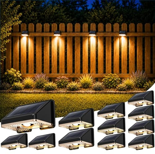 Delaiglow Applique da Esterno Solare 12 Pezzi Lampada Solare da Esterno Bianco Caldo Luci Solari Esterno Impermeabile Creando un'atmosfera Suggestiva Per Recinzione, Muro e Giardino