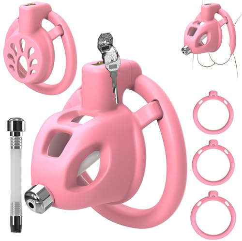 Male Chastity Cage 2 Sets Sex Toys for Men, BDSM Cock Cage with 3 Sizes Ring and Urethral Catheter Invisible Lock for Penis Erection Control Exercise Sex Toys4couples Men&Women