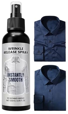 Klädspray för veckfria textilier, 120 ml strykfritt textilutjämningsmedel – utjämningsspray skrynkliga kläder – för t-shirts blusar kjolar kostymer klänningar vardag och resor