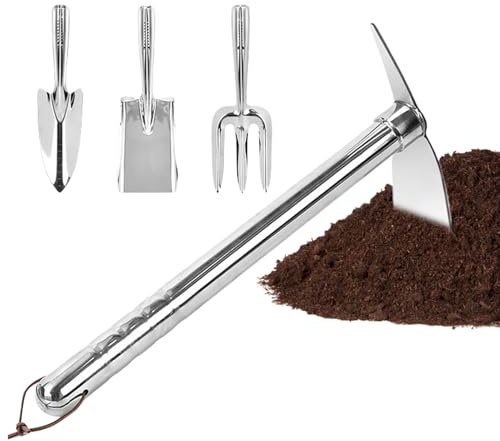Kit de Jardinage - Manche Ergonomique Multifonction - Bêche, râteau de Jardin | pour pelouse, Parc, Jardin, terrasse, Ferme, Femmes, Hommes, Adultes, passionnés, jardiniers