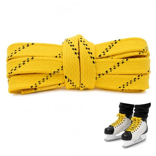 ZenithQuest Professional Waxed Ice Hockey Skate Laces 96 Inch (244cm), Yellow Polyester Cotton Blend Anti-Fracture Shoelaces for Ski Boots, High-Top Trainers & Athletic Shoes