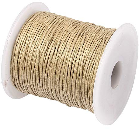 Perlin - Cordón de algodón encerado, 75 m, de color arena beis, 1 mm, cuerda para joyas, hilo de algodón de cera, cinta para perlas y joyas C161