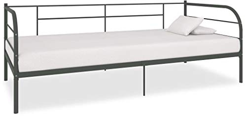 vidaXL Modern Metal Daybed Frame in Grey - Multifunctional Sofa Bed Frame Suitable for Small Space Living