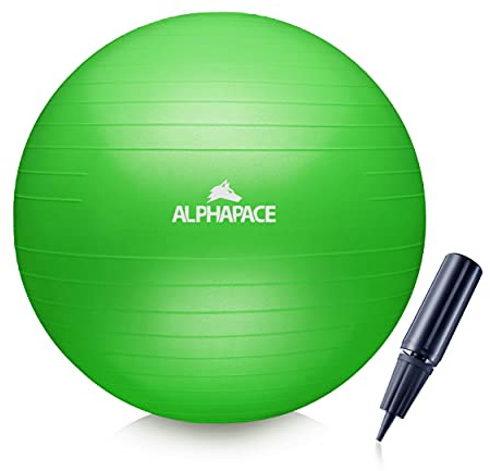ALPHAPACE Dicker Anti-Burst Gymnastikball Sitzball Trainingsball inkl. Luft-Pumpe, Ball für Fitness, Yoga, Gymnastik, Core Training, für starken Rücken als Büro-Stuhl, Lime Green 75cm