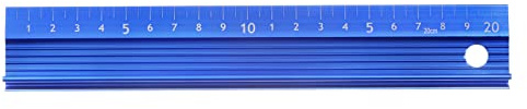 sourcing map Metalllinjal 20cm Metrisk Linjal Mätning Aluminium Legering Halkskydd Rak Linjal Skärning Linjal Mätverktyg med Hänge Hål för Skärning, Blå