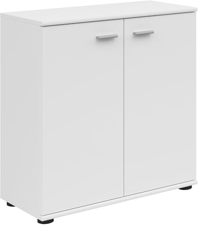 BLACK RED WHITE® Kommode Noeda | Modernes Sideboard mit viel Stauraum | 35 x 71 x 75 cm | Aufbewahrungsschrank für Wohnzimmer, Schlafzimmer, Büro | Weiß