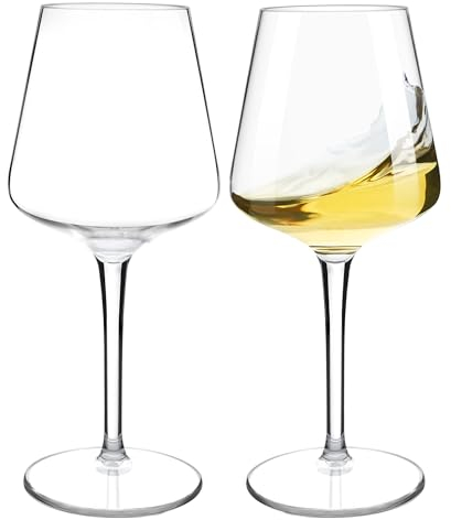 HAHASHOW Tritan-Plastica Bicchiere da Vino Bianco, Set di 2 Divino Calice vino rosso per campeggio festa, Adatto alla Lavastoviglie, 445ml