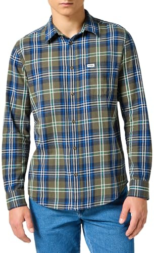 Wrangler 1 Pkt Shirt Camiseta para Hombre, Green Blue, S