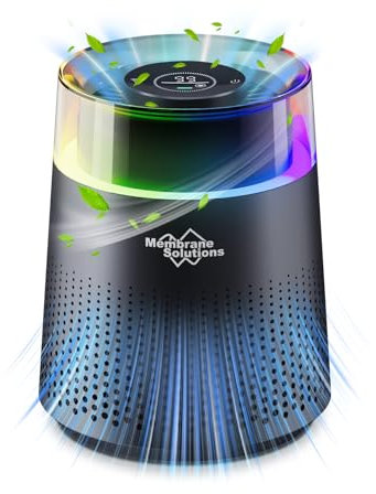 Membrane Solutions MSB5 Air Purifier for Bedroom, H13 True HEPA Air Purifier for Home, Office, Desktop, 20dB Quiet Air Cleaner Sleep Mode, Colorful Night Light, for Pet, Smoke, Dust, Mold, Black