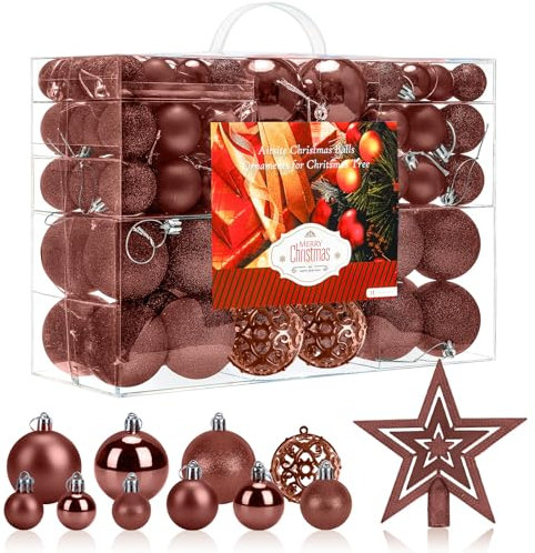 100PCS Bolas de Navidad Bolas de árbol de Navidad Adorno de Pared Colgante de Pared Adornos Decoraciones Árbol Bolas Decorativas Hogar Decoraciones para Festivales(Marrón Oscuro)