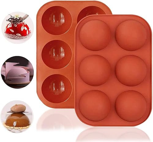 VIKKI 3Pack Semi Sphere Silicone Mold, 6-Cavity Silicone Molds Non Stick Shape Half Sphere Molds Baking Molds for Making Hot Chocolate Bombs, Dome Cake Jelly Mousse Desserts,Dome Mousse, Soap