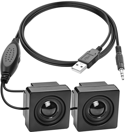 XMSJSIY Altoparlante USB powered, TRS, regolazione volume, piccolo stereo per PC, laptop, telefono, 1,2 m