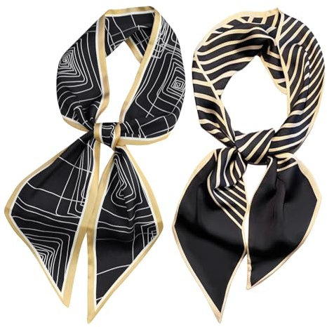 ZGDEIWGF 2 Pezzi Di Cravatte Da Donna, Sciarpa Di Seta Leggera, Decorativa Per Abbigliamento, Elegante