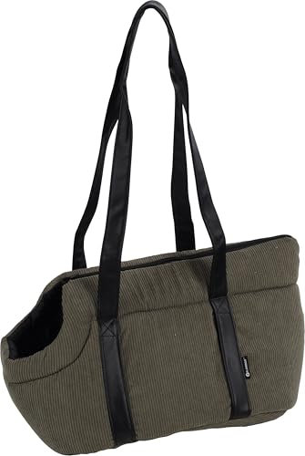 Hundetasche - Tragetasche Alessia Grün – 46x23x25cm – Polyester mit Rippcord – Öffnung Oben – herausnehmbares Kissen – Sicherheitsleine – Tragegriffe – Außentasche