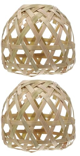EXCEART 2 Pantallas Decorativas de Bambú Khaki para Lámpara de Pie y Mesa, Fáciles de Instalar, para Hotel y Clubs, Recambio Pequeño y Elegante