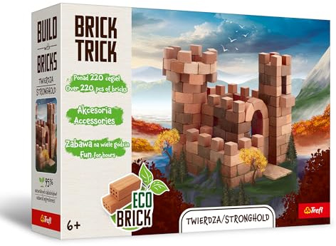 Trefl - Brick Trick: Stronghold - Costruisci con i mattoncini, ECO Blocks realizzati in vero mattone, 220 mattoncini, riutilizzabili, set creativo per bambini dai 6 anni in su