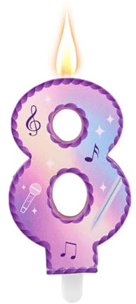 Musica Tema Compleanno Numeri Candele, Rosa Viola Torta Candele con Note Musicali Pizzo Design Torta Topper per Articoli Festa di Compleanno Celebrazioni Anniversario (Numero 8)