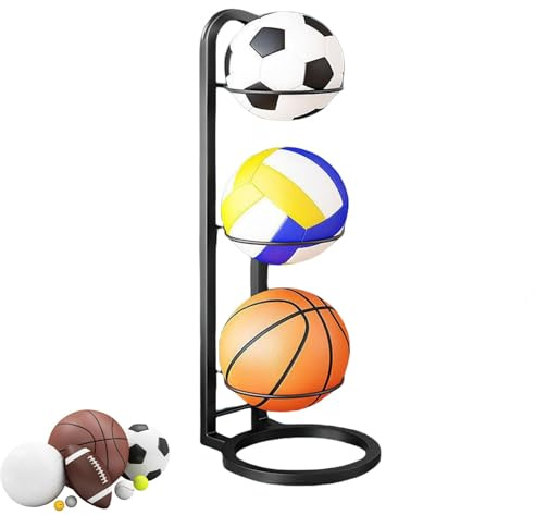 Estante de almacenamiento de pelotas de voleibol de metal multicapa, nizer versátil para dormitorio, sala de estar, garaje, y solución de ahorro de espacio para equipos deportivos