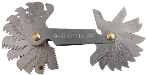 Helilyco Juego de herramientas de calibre de corte de paso de rosca, 28 piezas, ángulo de 55°, para una medición métrica precisa de la rosca, material de acero, tamaño compacto