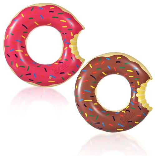 Pool Inflatables Donut Swimming Rings for Adult,Doughnut Inflatable Ring Pool Floats Rubber Ring for Adult,Swim Tubes Rings for Women Men Summer Beach Pool Party Water Sport