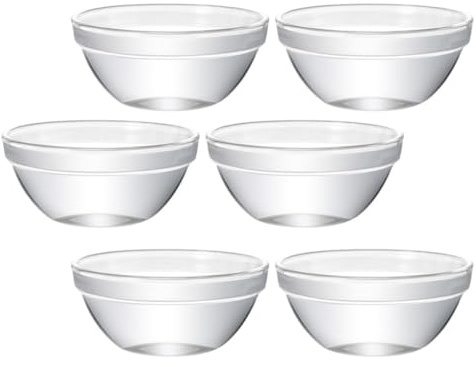 TOMETURE Set 6 Scodelle in Vetro per Dessert e Budino, Contenitori per Alimenti Resistenti, per Casa e Caffetterie, per Dolci e Gelatine