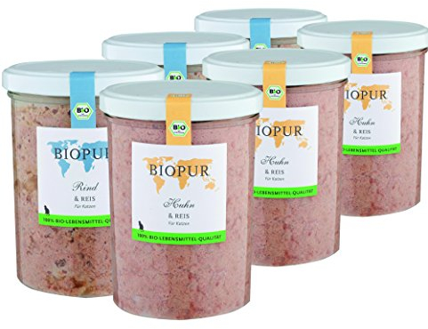 Bio Katzenfutter Gemischtes BIOPUR Sortiment 6x370g für Katzen