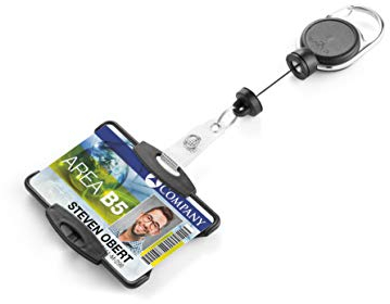 Durable Ausweishalter mit Jojo EXTRA STRONG mit verstärktem Band, für Karten im Format 54 x 87 mm (H x B), 1 Stück, schwarz, 868901