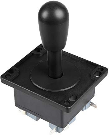 Fosiya American Style 2 pin Stick Happ Type Arcade Joystick Switchable from 8 Ways Operation, Elliptical Black Handle, Precision 0.187 4.8mm Terminal for Video Games Arcade1up Machine Parts (Black)