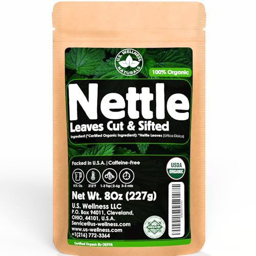 Nettle Tea - 8Oz (REAL WILD HARVEST) | 100% USDA Certified ORGANIC | Loose Leaf (Urtica Dioica aka Stinging Nettle) Cut & Sifted
