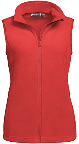 Outdoor Ventures Damen-Fleece-Weste, leichte Oberbekleidung, Mikro-Fleece, Bodywarmer 160 g, mit 4 Taschen, für Wandern, Camping, Reisen, rot, L