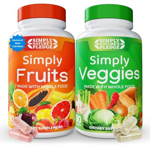 Simply Nature's Pledge - Packed with Over 40 Different Fruits & Vegetables - Made with Whole Food Superfoods - with High Beta Carotene – 100% Soy Free - 90 Count (Pack of 2)