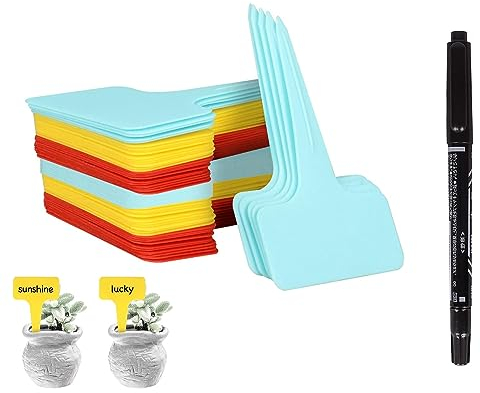 Mizijia Lot de 60 étiquettes pour plantes pour extérieur,fiches de plantes,résistantes aux intempéries,inscriptibles et réutilisables,en plastique pour écrire (Mélanger 60)