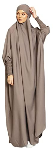 Abaya muslimska bönkläder för kvinnor, hijab klänning, bön jilbab kläder för muslimska klänningar för kvinnor långa ärmar burka helkropp damer Bete Niqab morgonrock