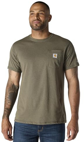 Carhartt Men's Force Relaxed Fit Midweight Short-Sleeve Pocket T-Shirt, Basil Heather, X-Large