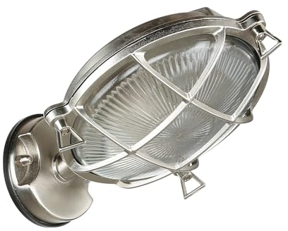 Wand Außenleuchte aus Echt-Messing in Nickel-matt Qualitäts EU-Produkt IP64 E27 rostfrei Schiffslampe Außenlampe Wandleuchte Garten Terrasse